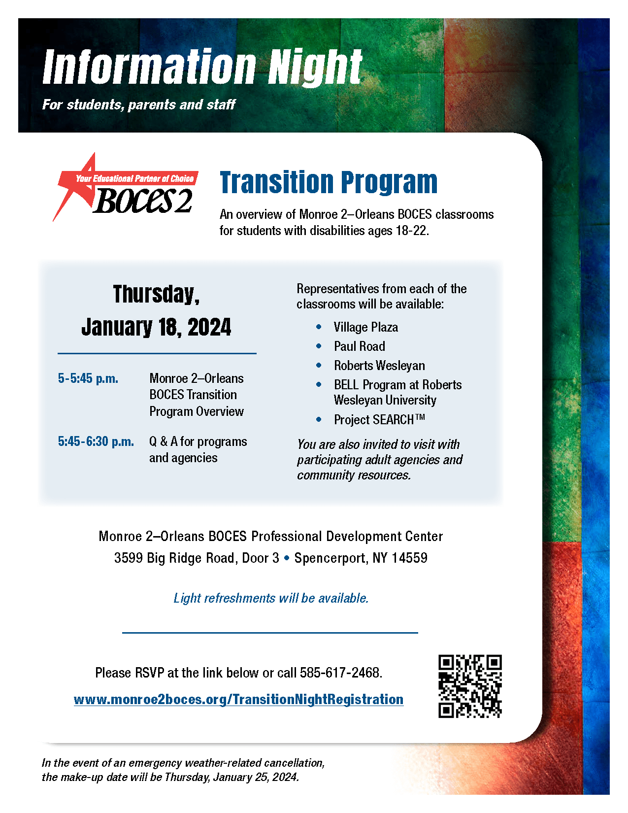 Flyer for transition night.